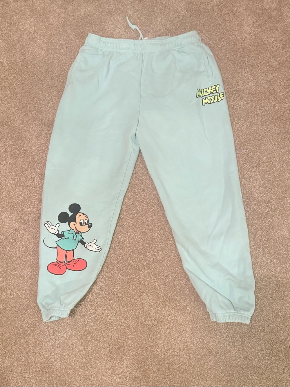 Disney Mint Green Mickey Mouse Graphic Joggers *read caption